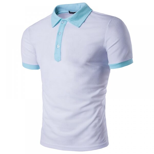 Summer Men's Personality Hit Color Lapel Short-Sleeved T-Shirt - Image 2