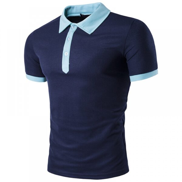 Summer Men's Personality Hit Color Lapel Short-Sleeved T-Shirt - Image 3
