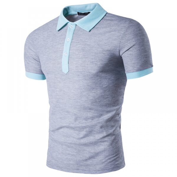 Summer Men's Personality Hit Color Lapel Short-Sleeved T-Shirt - Image 4