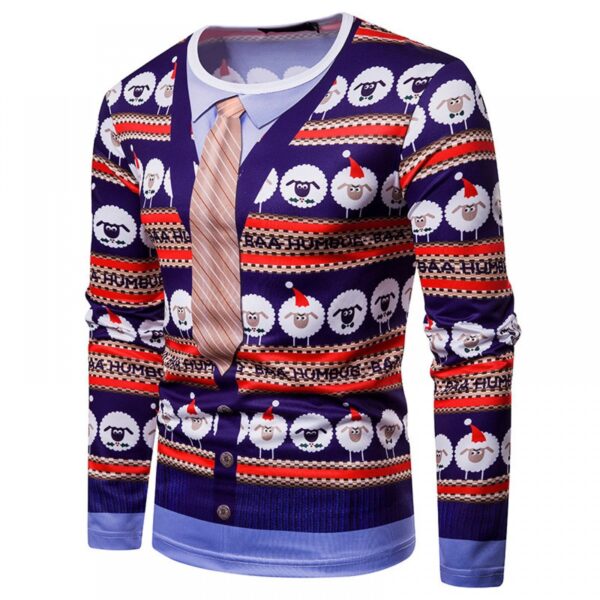 New 3D Personality Printing Fashion Men's Christmas Long-Sleeved T-Shirt - Image 2