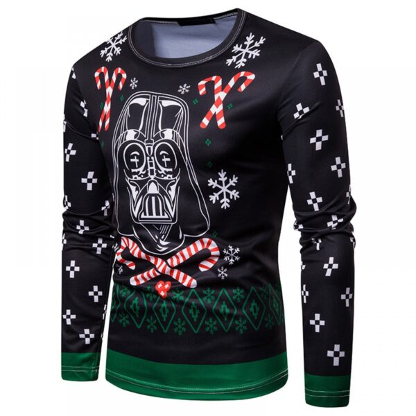 New 3D Personality Printing Fashion Men's Christmas Skull Pattern Long-Sleeved T-Shirt - Image 2