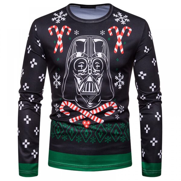 New 3D Personality Printing Fashion Men's Christmas Skull Pattern Long-Sleeved T-Shirt - Image 4