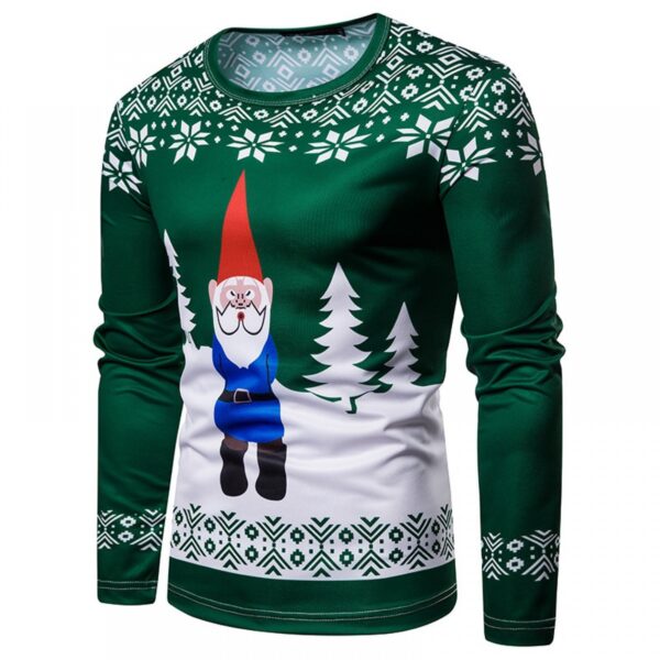 New 3D Personality Printing Fashion Men's Christmas Santa Pattern Long-Sleeved T-Shirt - Image 2