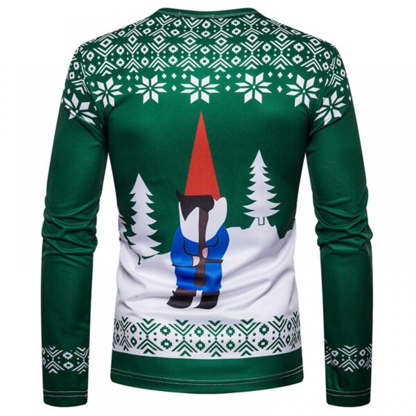 New 3D Personality Printing Fashion Men's Christmas Santa Pattern Long-Sleeved T-Shirt - Image 3