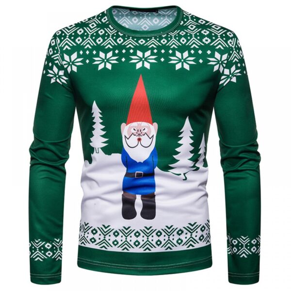 New 3D Personality Printing Fashion Men's Christmas Santa Pattern Long-Sleeved T-Shirt - Image 4