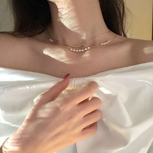 Women's Stacked Pearl Necklace Clavicle Necklace - Image 2