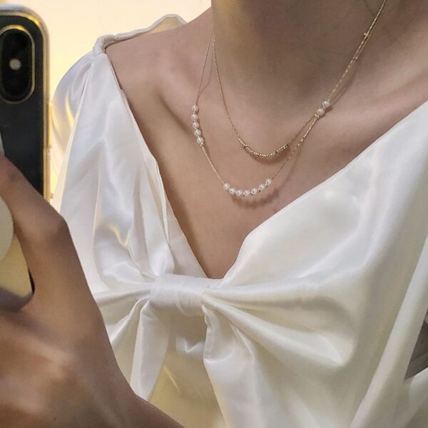 Women's Stacked Pearl Necklace Clavicle Necklace - Image 3