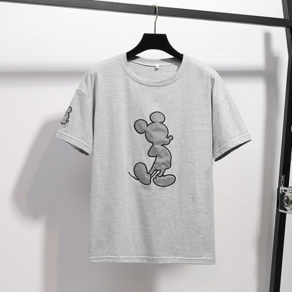 New Summer Plus Size Women's Slimming Top Fat Cartoon Embroidered Loose Short Sleeve T-Shirt - Image 3