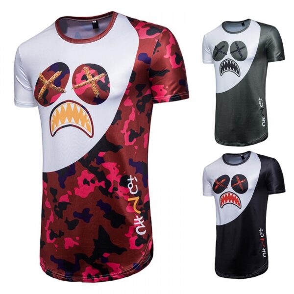 New Men's Hip-Hop Long Camouflage Print Short Sleeve T-Shirt - Image 2
