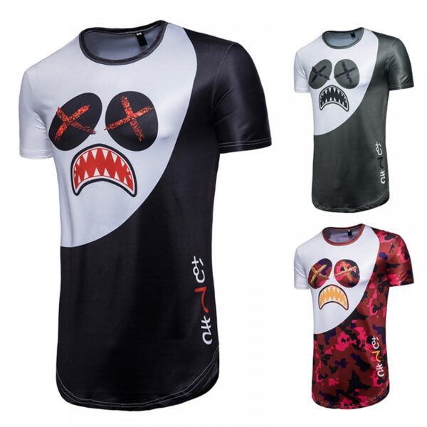 New Men's Hip-Hop Long Camouflage Print Short Sleeve T-Shirt - Image 3