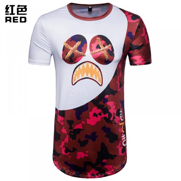 New Men's Hip-Hop Long Camouflage Print Short Sleeve T-Shirt - Image 4