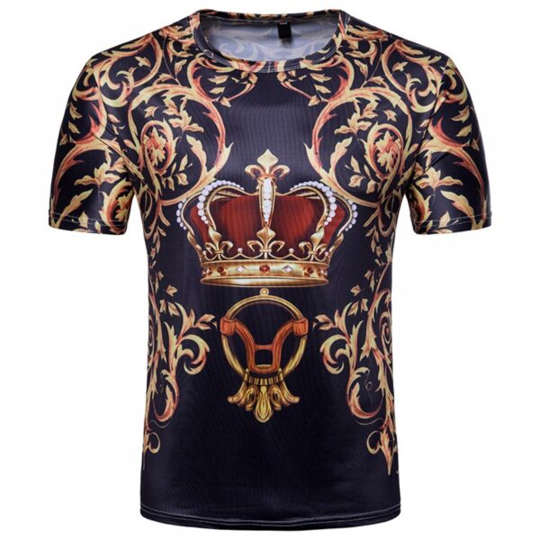 Men's 3D Shirt Palace Style Crown Print, Short Sleeve T-Shirt
