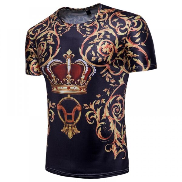 Men's 3D Shirt Palace Style Crown Print, Short Sleeve T-Shirt - Image 2