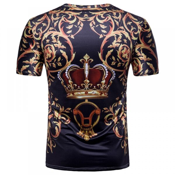 Men's 3D Shirt Palace Style Crown Print, Short Sleeve T-Shirt - Image 3