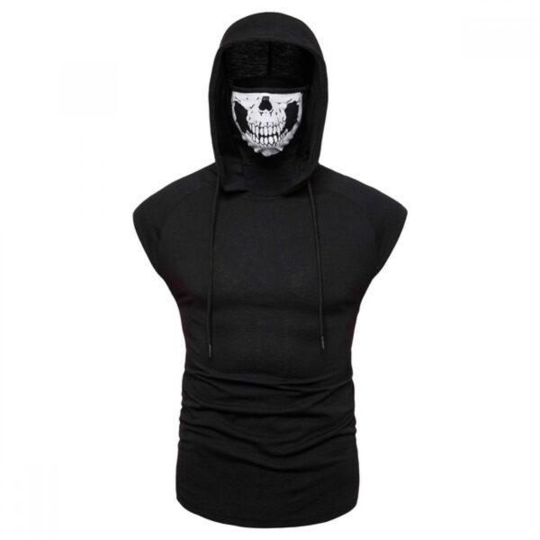 T-Shirt New Korean Style Trendy Men's Tops Hooded Printed T-Shirt Long-Sleeved Summer T-Shirt - Image 3