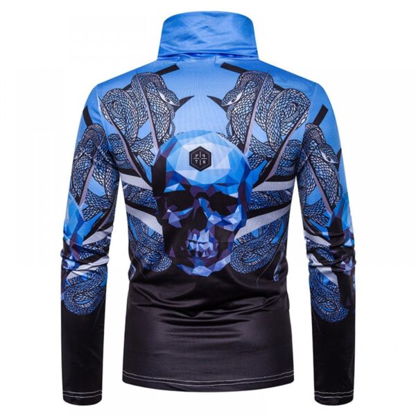 New Men's Large Size 3D Snake Print Skull Print High Neck Long Sleeve T-Shirt Bottoming Shirt - Image 3