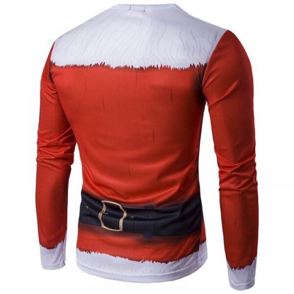 Fashion Men's New Round Neck 3D Santa Claus Clothing Printing Long-Sleeved T-Shirt - Image 2