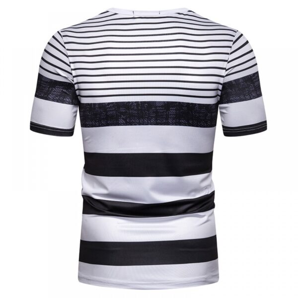New Summer Men's Short-Sleeved T-Shirt Men's Contrast Striped Slim Casual T-Shirt - Image 3