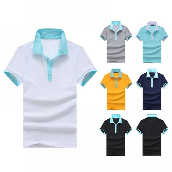 Summer Men's Personality Contrast Color Lapel Short-Sleeved T-Shirt - Image 3
