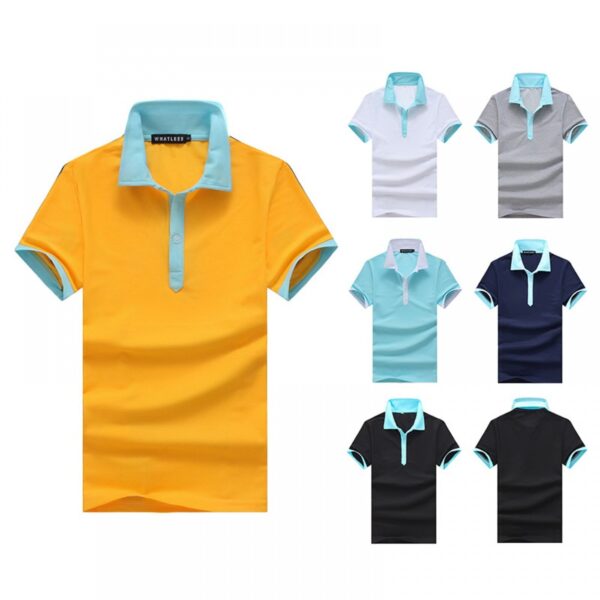 Summer Men's Personality Contrast Color Lapel Short-Sleeved T-Shirt - Image 4