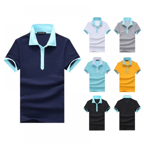 Summer Men's Personality Contrast Color Lapel Short-Sleeved T-Shirt - Image 5