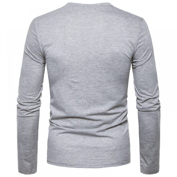 Fashion Fold Long Sleeve V-Neck Solid Color T-Shirt - Image 4