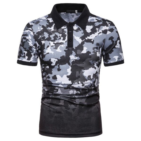 Summer New Style Men's Fashion Camouflage Print Short-Sleeved Lapel T-Shirt - Image 2