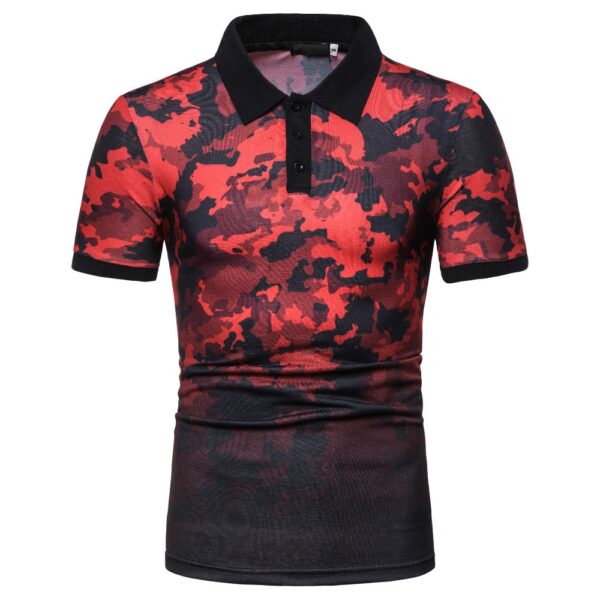 Summer New Style Men's Fashion Camouflage Print Short-Sleeved Lapel T-Shirt - Image 3