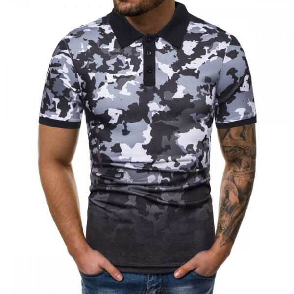 Summer New Style Men's Fashion Camouflage Print Short-Sleeved Lapel T-Shirt - Image 4