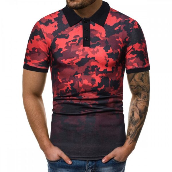 Summer New Style Men's Fashion Camouflage Print Short-Sleeved Lapel T-Shirt - Image 5