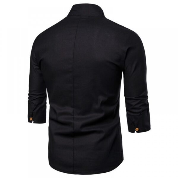 Summer New Style Men's Cotton and Linen Casual Three-Quarter Sleeve T-Shirt Mens Retro Plus Size Embroidery Shirt - Image 4