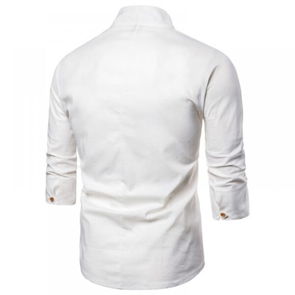 Summer New Style Men's Cotton and Linen Casual Three-Quarter Sleeve T-Shirt Mens Retro Plus Size Embroidery Shirt - Image 5