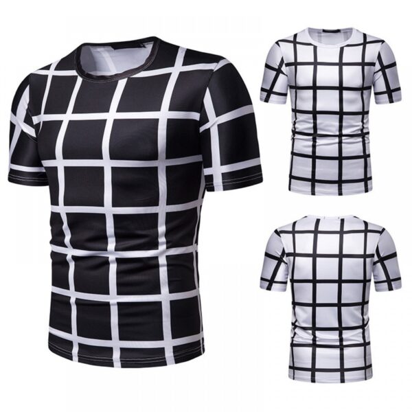 New Summer Men's Plaid Print Short-Sleeved T-Shirt - Image 2
