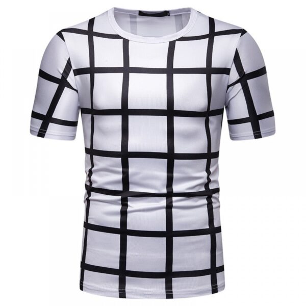 New Summer Men's Plaid Print Short-Sleeved T-Shirt - Image 3