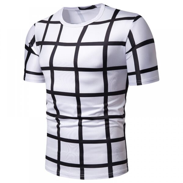 New Summer Men's Plaid Print Short-Sleeved T-Shirt - Image 4