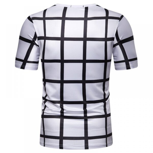 New Summer Men's Plaid Print Short-Sleeved T-Shirt - Image 5