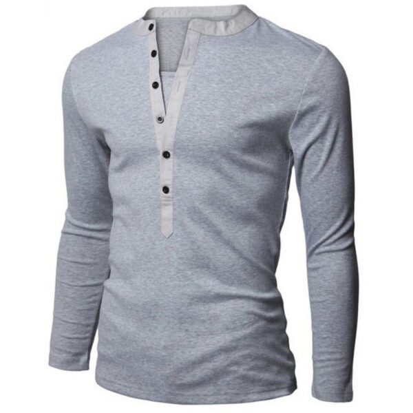 Men's 6 Button Slim Long Sleeve T-Shirts Autumn and Winter New Hot Sale Men's T-Shirts - Image 2