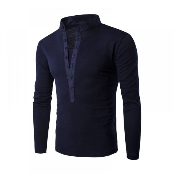 Men's 6 Button Slim Long Sleeve T-Shirts Autumn and Winter New Hot Sale Men's T-Shirts - Image 5