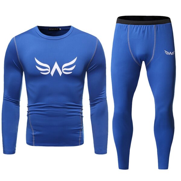 Sports Suit Men's Solid Color Workout Suits Tight and Quick-Drying Sports Long Sleeve Suit - Image 3