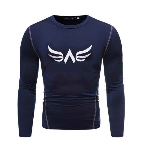 Sports Suit Men's Solid Color Workout Suits Tight and Quick-Drying Sports Long Sleeve Suit - Image 4