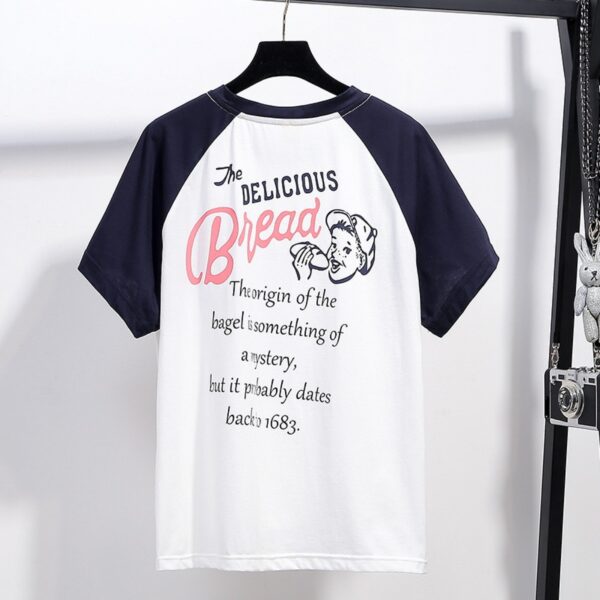 Plus Size Women's Plus Size Stitching Top Summer Fat Printing Contrast Short-Sleeved T-Shirt Women - Image 2