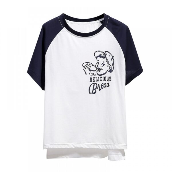 Plus Size Women's Plus Size Stitching Top Summer Fat Printing Contrast Short-Sleeved T-Shirt Women - Image 5