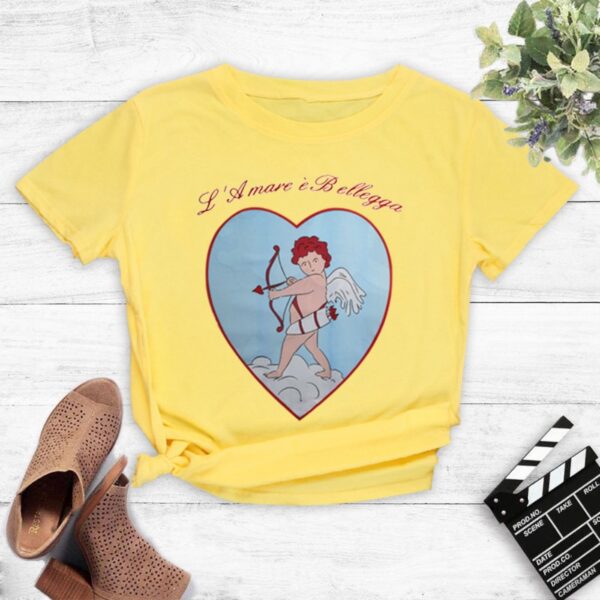 Casual Fashion Street Fashion Cute Angel Love Plus Size Printed T-Shirt Women - Image 4