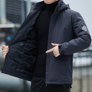 Men's Short Hooded Down Jacket (Windbreaker Style)