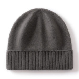 Thickened Cashmere Beanie — Knitted Ear-Flap Hat Gray